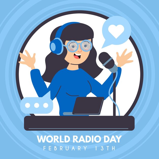 Flat design world radio day