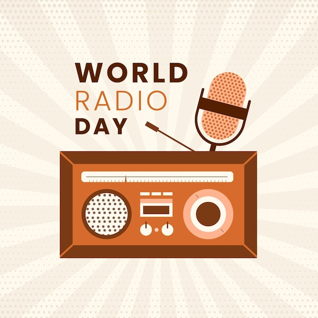 Бесплатное векторное изображение Всемирный день радио в плоском дизайне