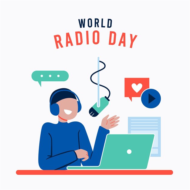 Free vector flat design world radio day