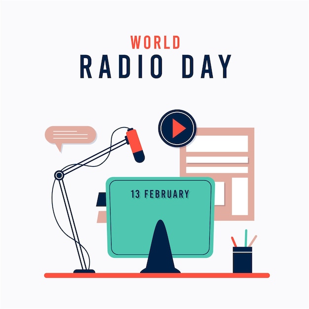 Free vector flat design world radio day