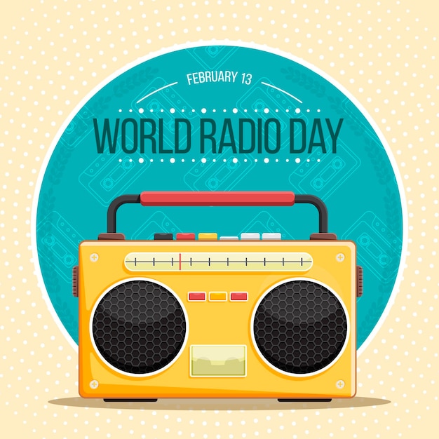 Free vector flat design world radio day