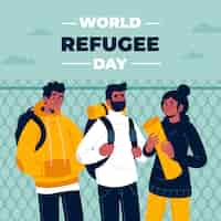 Vettore gratuito concetto di giornata mondiale del rifugiato design piatto