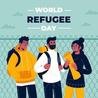 フラット​デザイン​の​世界​難民​の​日​の​コンセプト