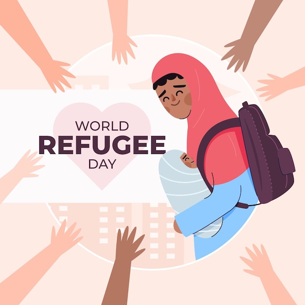 Free vector flat design world refugee day