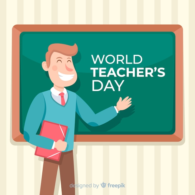 Flat design world teacher's day background