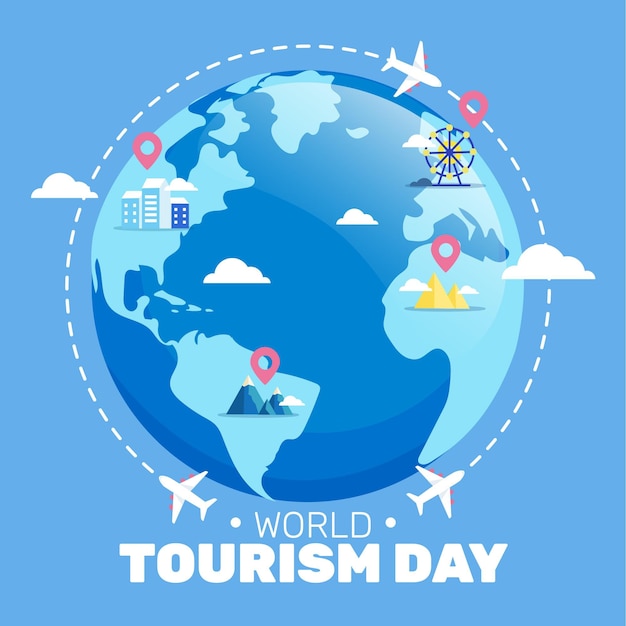 Flat design world tourism day concept