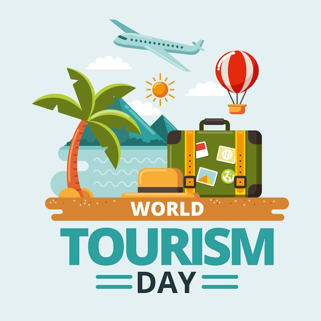 Flat design world tourism day concept