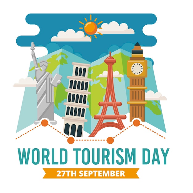 Flat design world tourism day concept