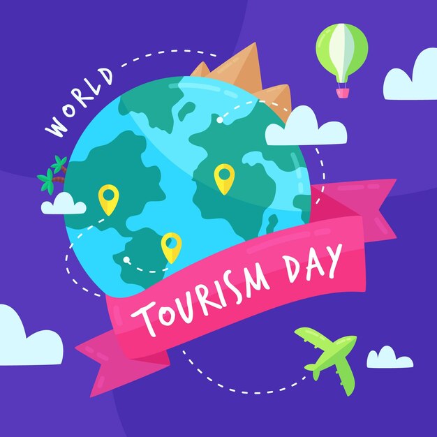 Flat design world tourism day concept