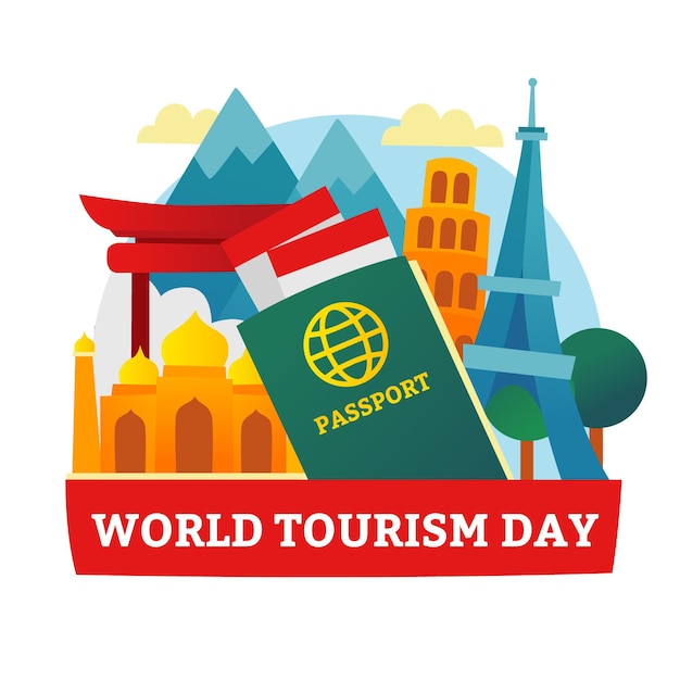 Flat design world tourism day concept