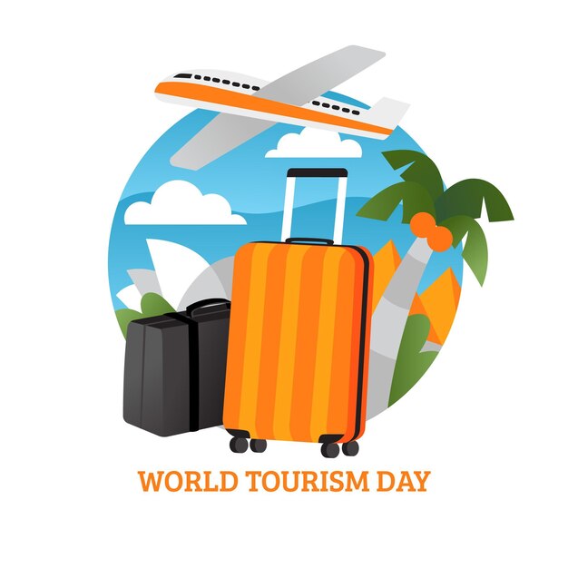 Flat design world tourism day concept