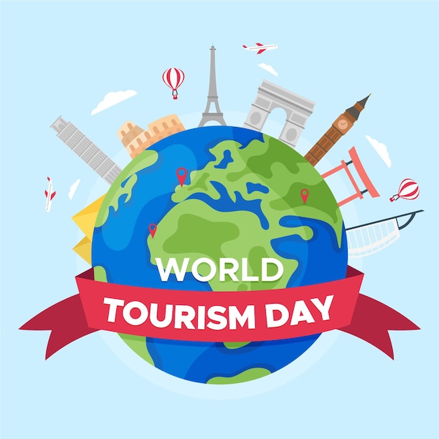 Всемирный день туризма в плоском дизайне