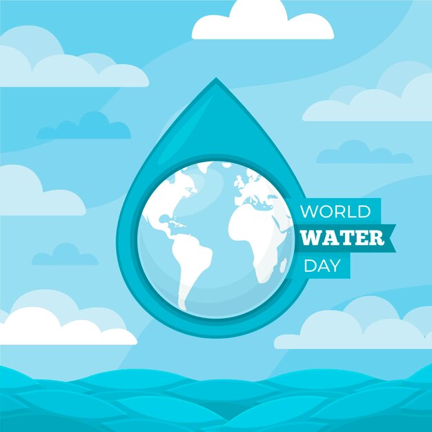 Всемирный день воды в плоском дизайне