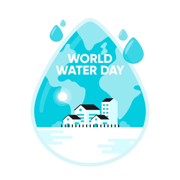 Illustrazione di giornata mondiale dell'acqua design piatto