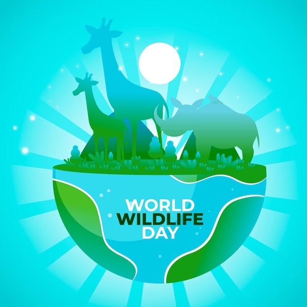 Free vector flat design world wildlife day