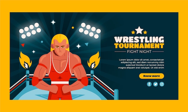 Flat design wrestling fight facebook template