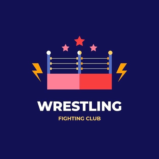 Vettore gratuito design piatto logo wrestling