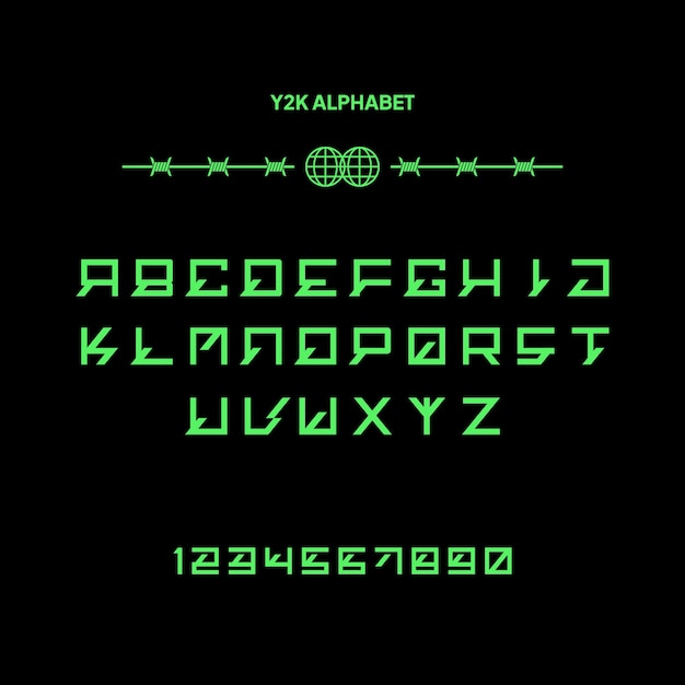 Free vector flat design y2k alphabet