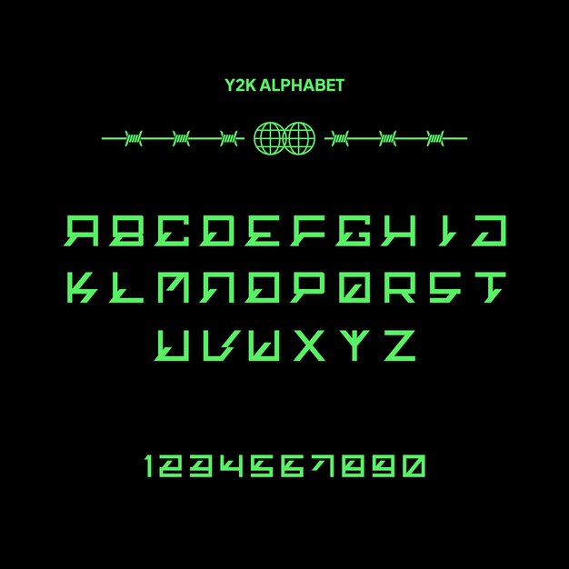 Flat design y2k alphabet