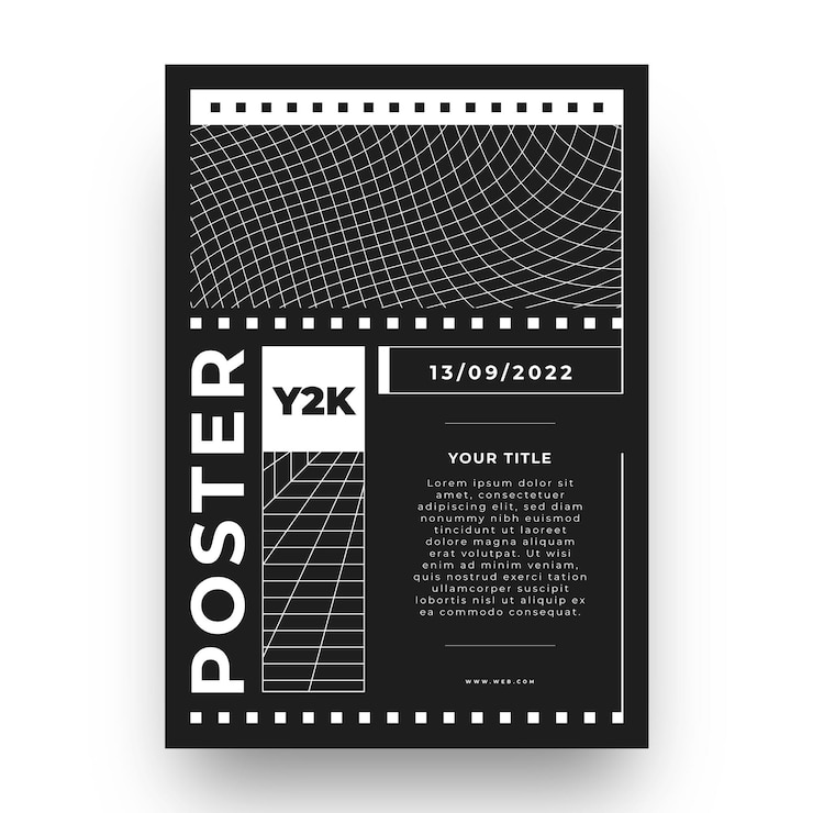 무료 Vector y2k 포스터의 평면 디자인