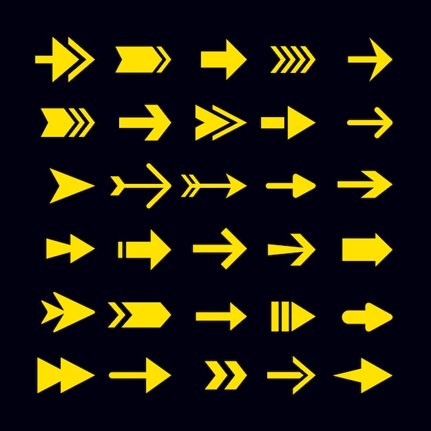 Flat design yellow arrow collection
