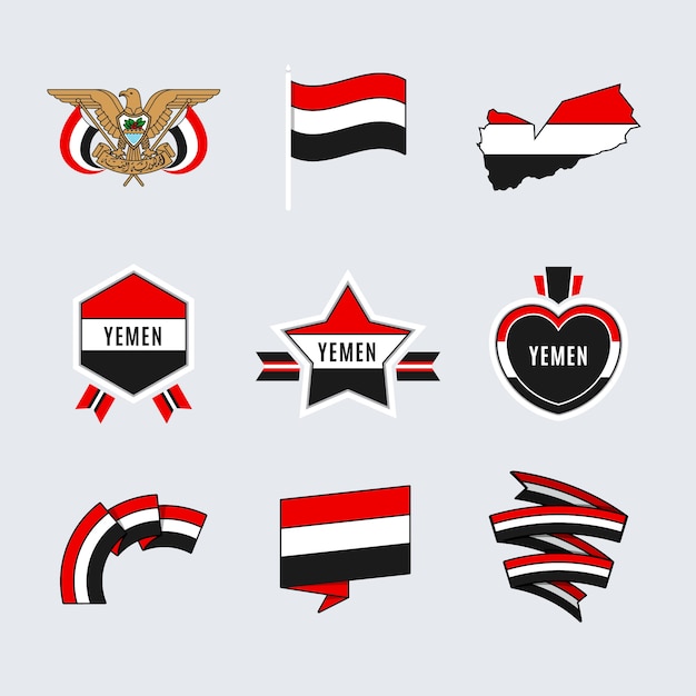 Flat design yemen national emblems