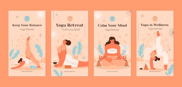 Flat design yoga retreat design