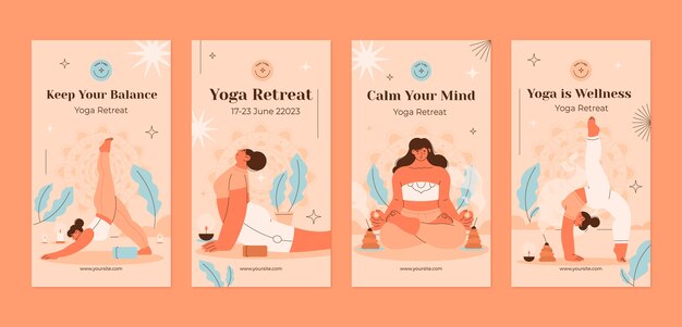 Flat design yoga retreat design