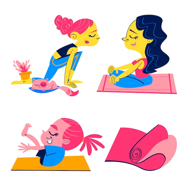 Flat design yoga stickers