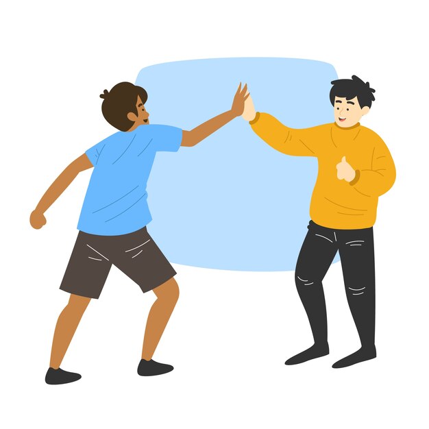 Flat design young people giving high five collection