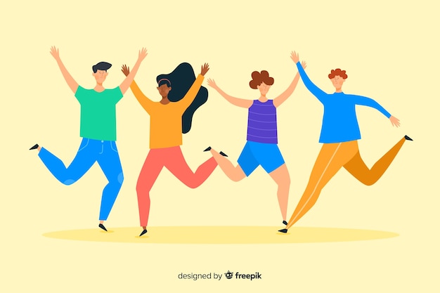 Free vector flat design young people jumping