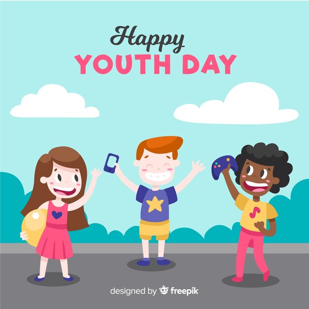 Flat design youth day background