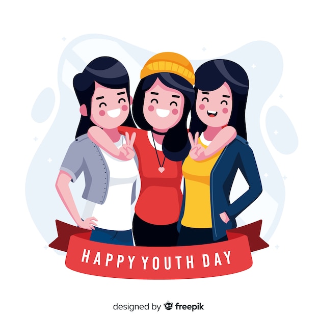 Бесплатное векторное изображение Плоский дизайн фона день молодежи