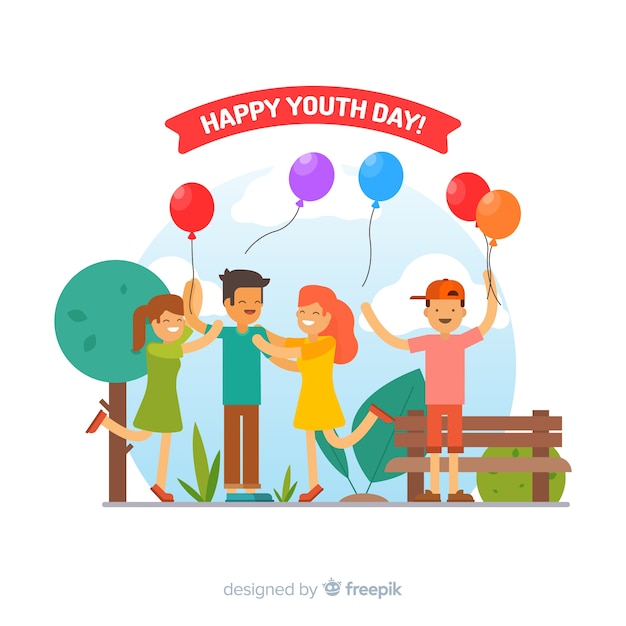 Flat design youth day background