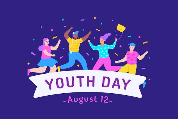 Flat design youth day concept