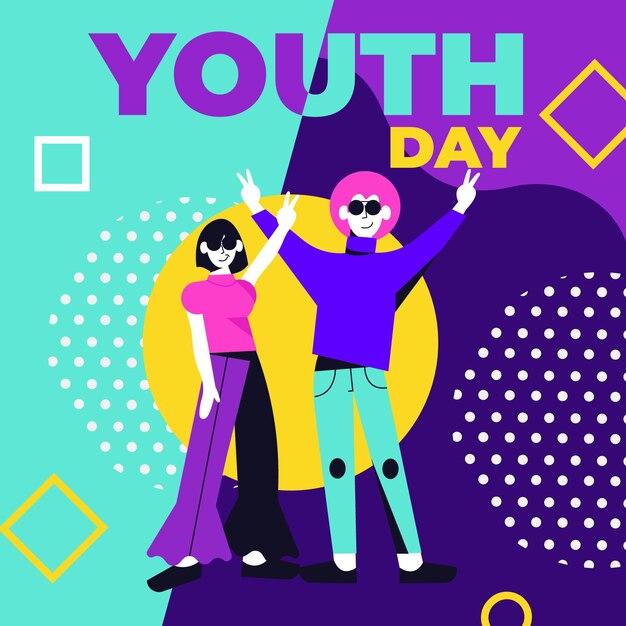 Flat design youth day concept