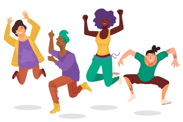 Flat design youth day with jumping people