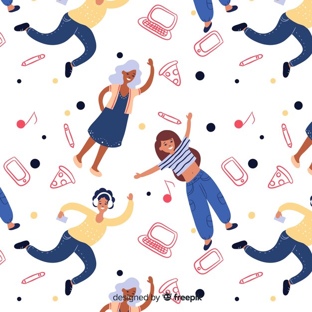 Flat design youth people pattern