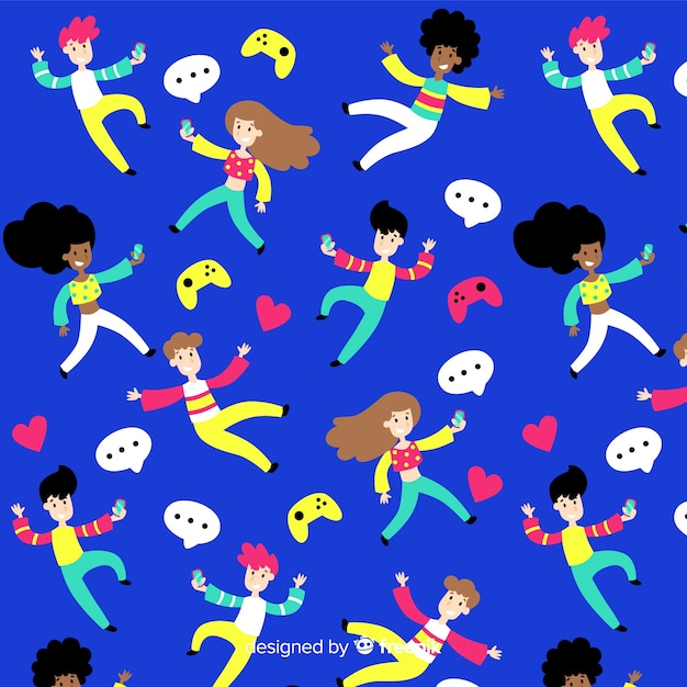 Flat design youth people pattern