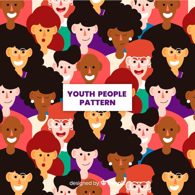 Flat design youth people pattern