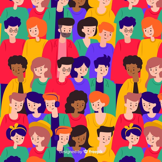 Flat design youth people pattern 