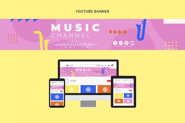 Free vector flat design youtube banner