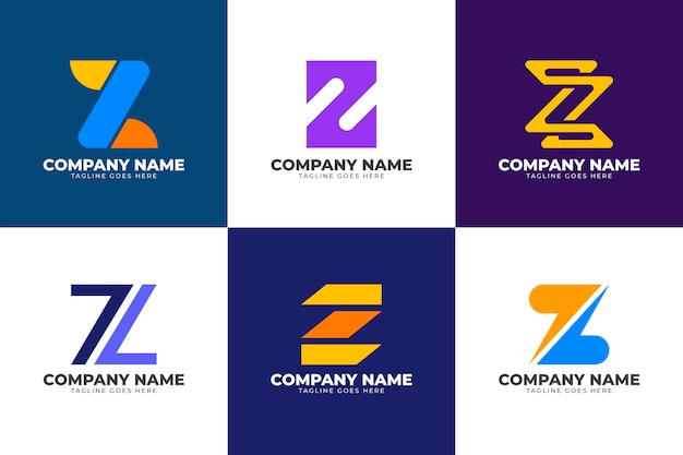 Vettore gratuito collezione di logo lettera z design piatto