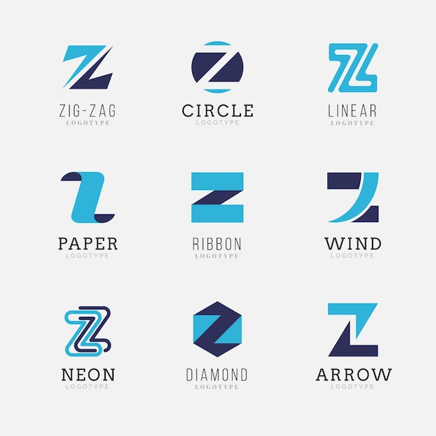 Free vector flat design z letter logo collection