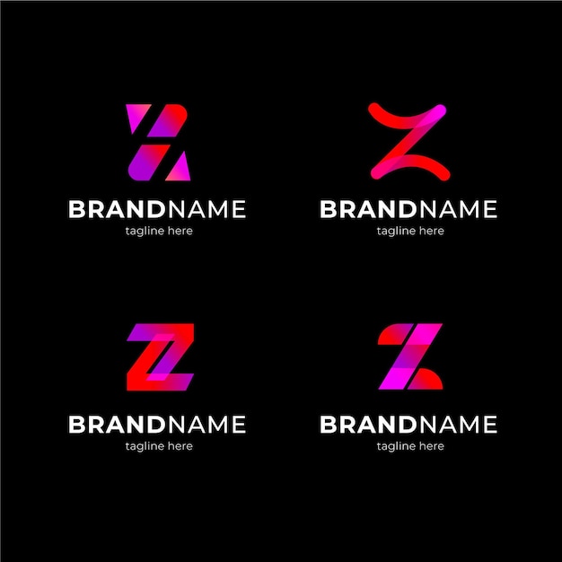 Flat design z letter logo collection