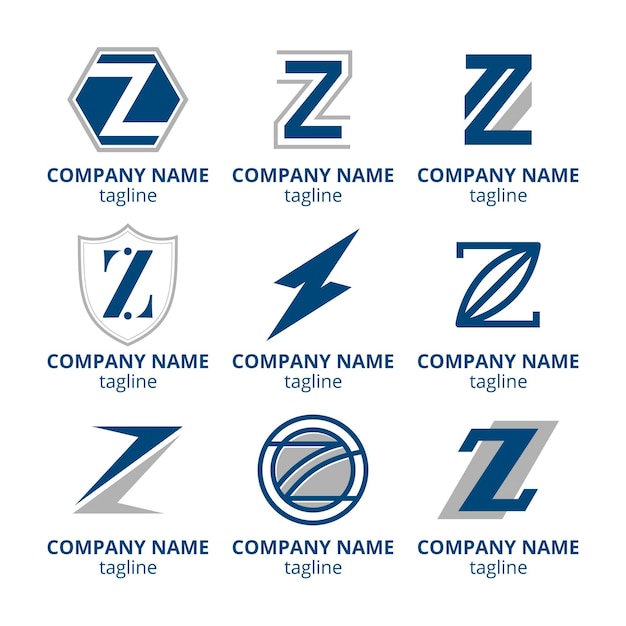 Flat design z letter logo template pack