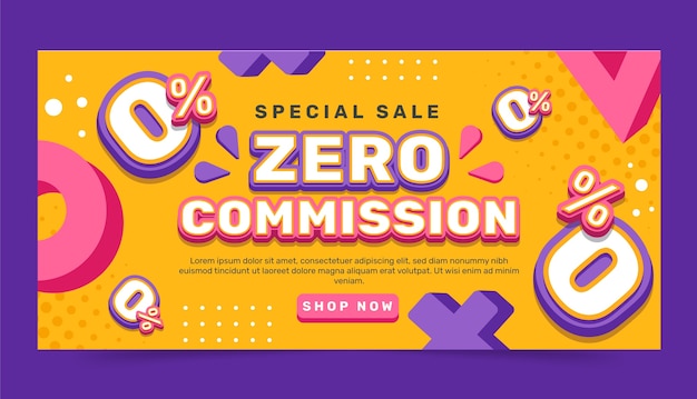 Free vector flat design zero commission sale banner