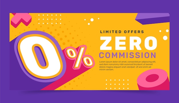 Free vector flat design zero commission sale banner