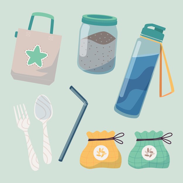 Flat design zero waste collection