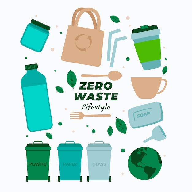 Flat design zero waste collection